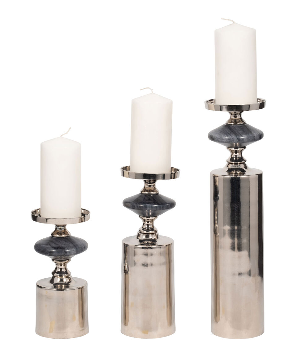 SET 3 GREY MARBLE CANDLE