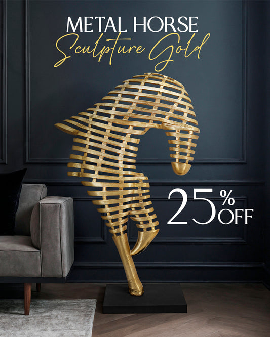 METAL HORSE SCULPTURE GOLD