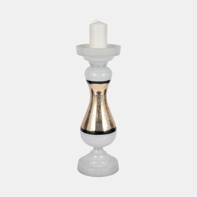 GLASS CANDLE HOLDER WHITE