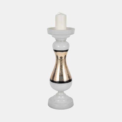 GLASS CANDLE HOLDER WHITE