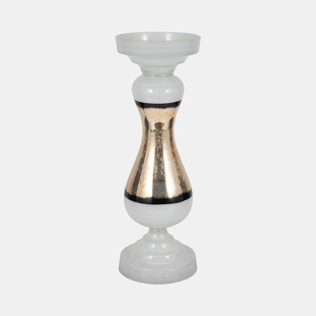 GLASS CANDLE HOLDER WHITE