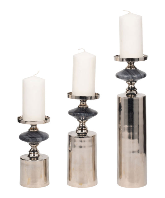 SET 3 GREY MARBLE CANDLE
