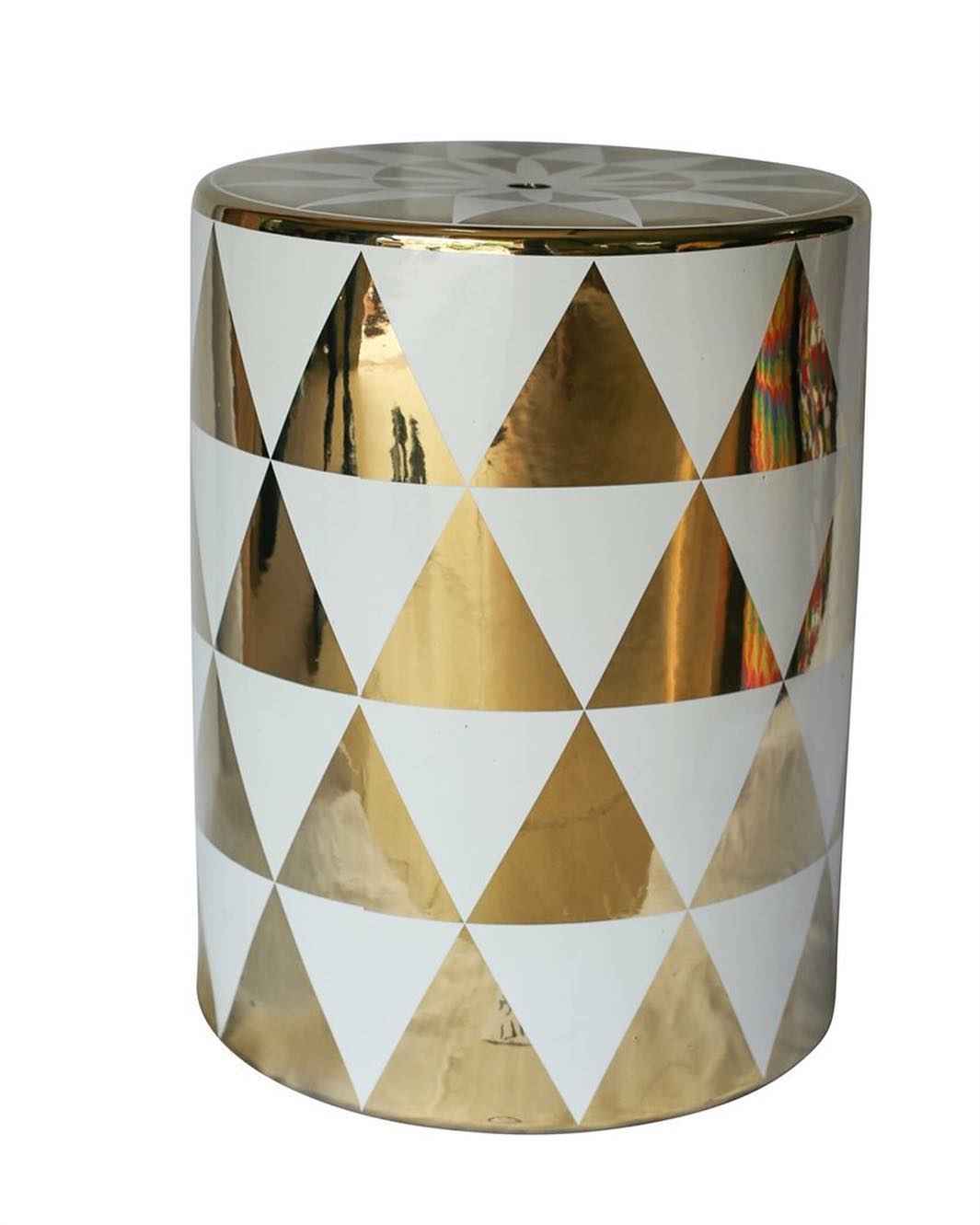 CERAMIC GARDEN STOOL WHITE GOLD
