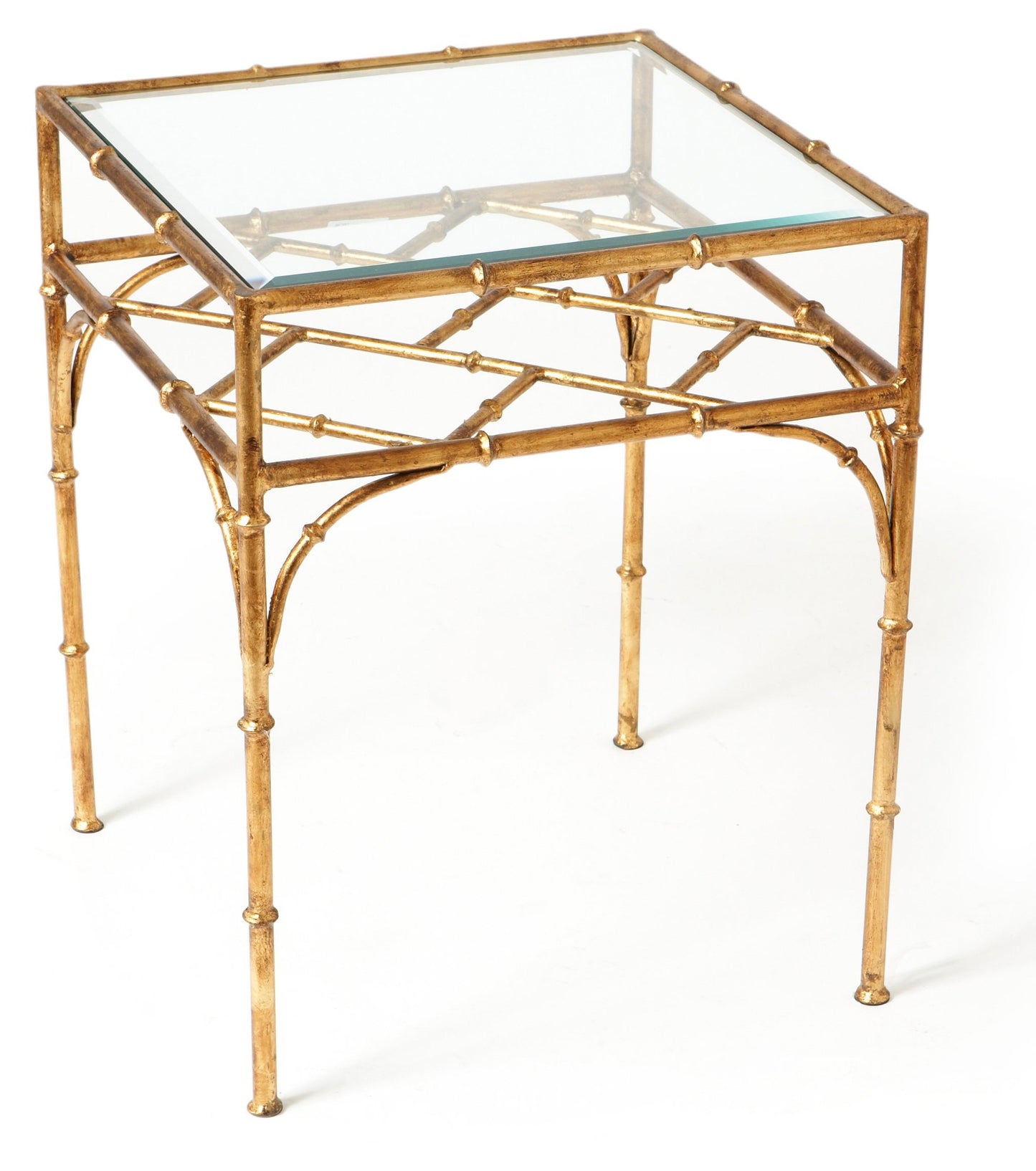 BAMBOO TABLE/GOLD 17.5 SQ X 22