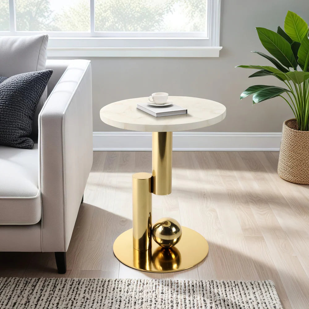 KOMI WHITE  QUARTZ TABLE  18" x 18" x 22"