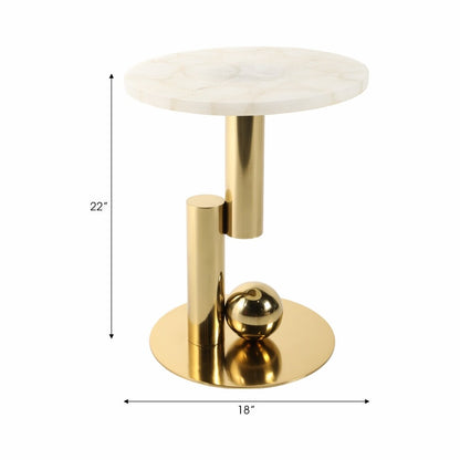 KOMI WHITE  QUARTZ TABLE  18" x 18" x 22"