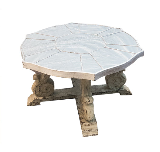 WOOD & GLASS ROSETTE TABLE DIS 100CMX54CM