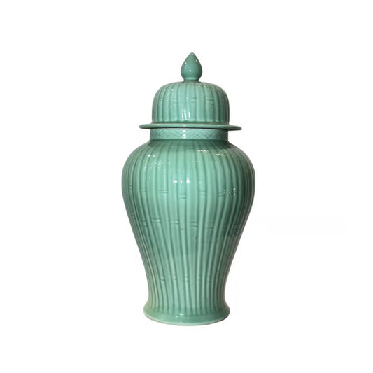 Celadon Bamboo Temple Jar