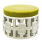CERAMIC COVERED JAR YELLOW WHITE