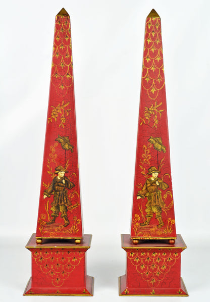 SET OF 2 RED OBELISK