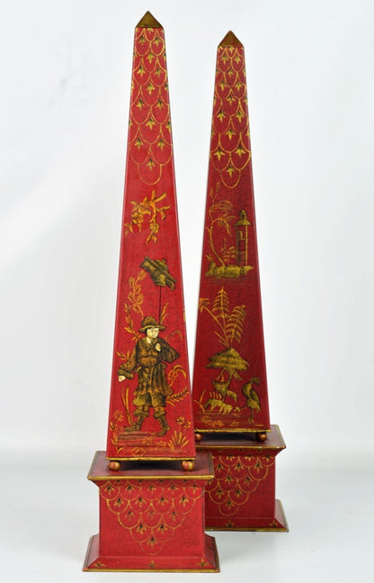 SET OF 2 RED OBELISK
