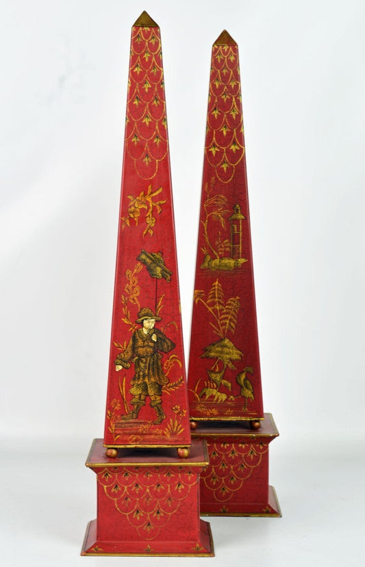 SET OF 2 RED OBELISK