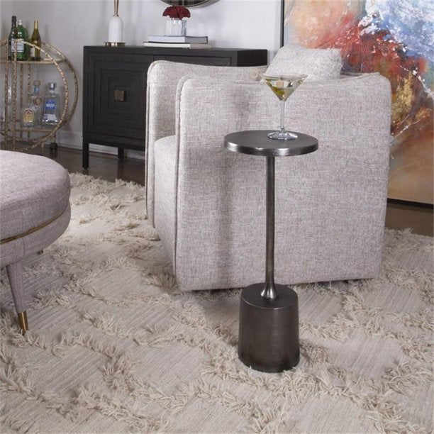 SANAGA DRINK TABLE NICKEL 10 W X 25 H X 10 D (in)