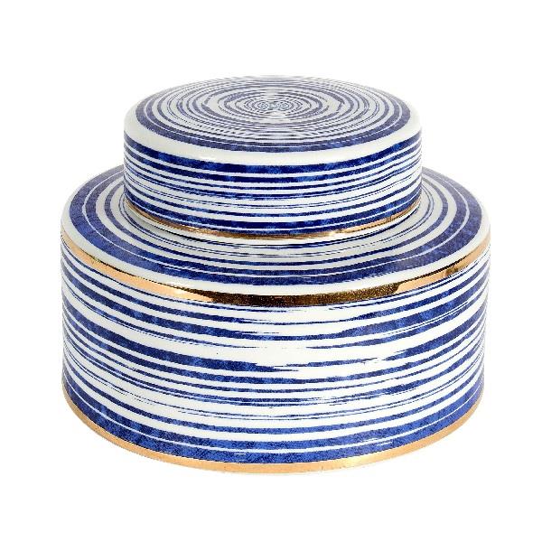 CERAMIC COVERED JAR BLUE