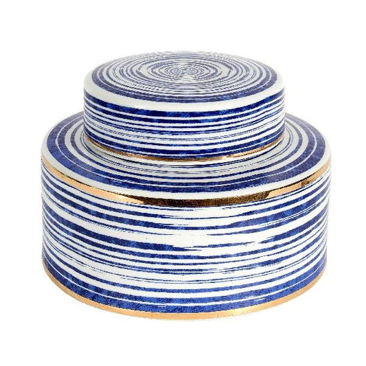 CERAMIC COVERED JAR BLUE